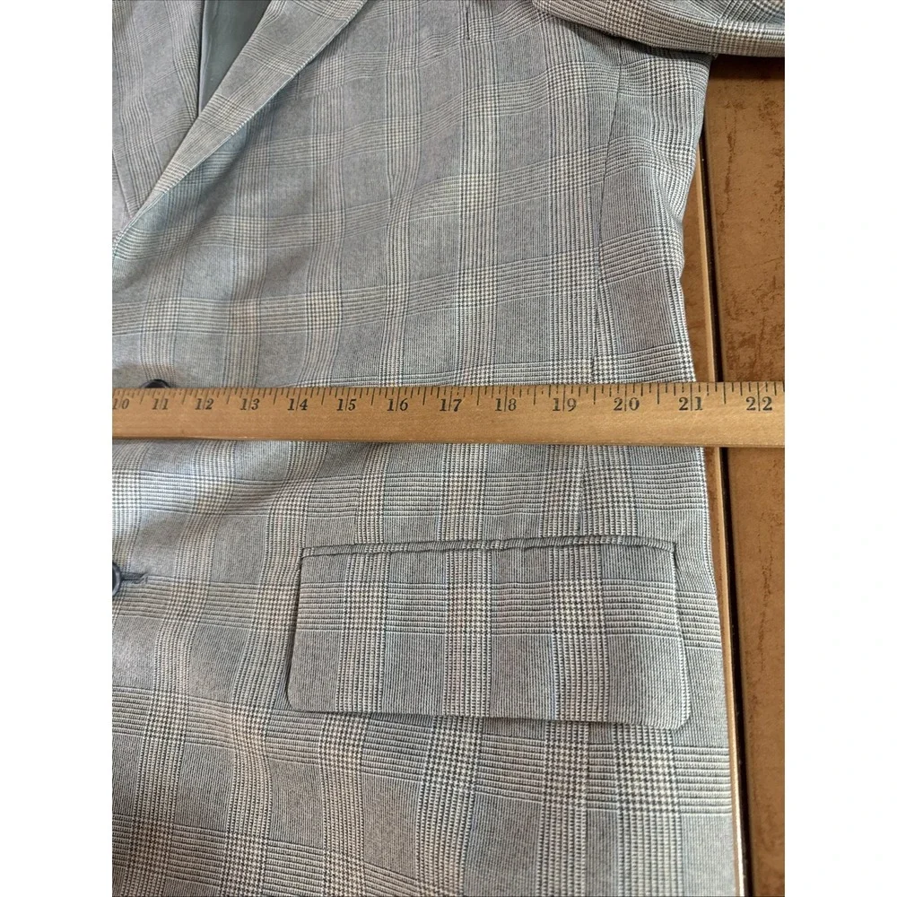 True Vintage Palm Beach Blue Plaid Men's 3pc Suit 42L 38x33 USA Made Jacket Vest